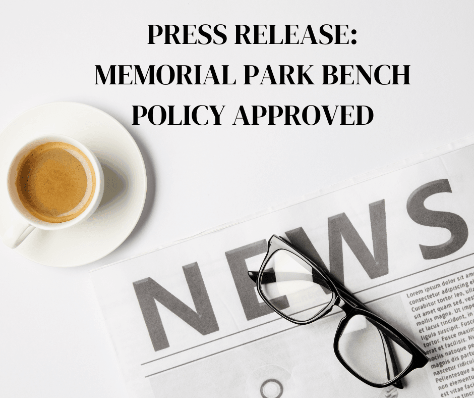 PRESS RELEASE MEMORIAL PARK BENCHES