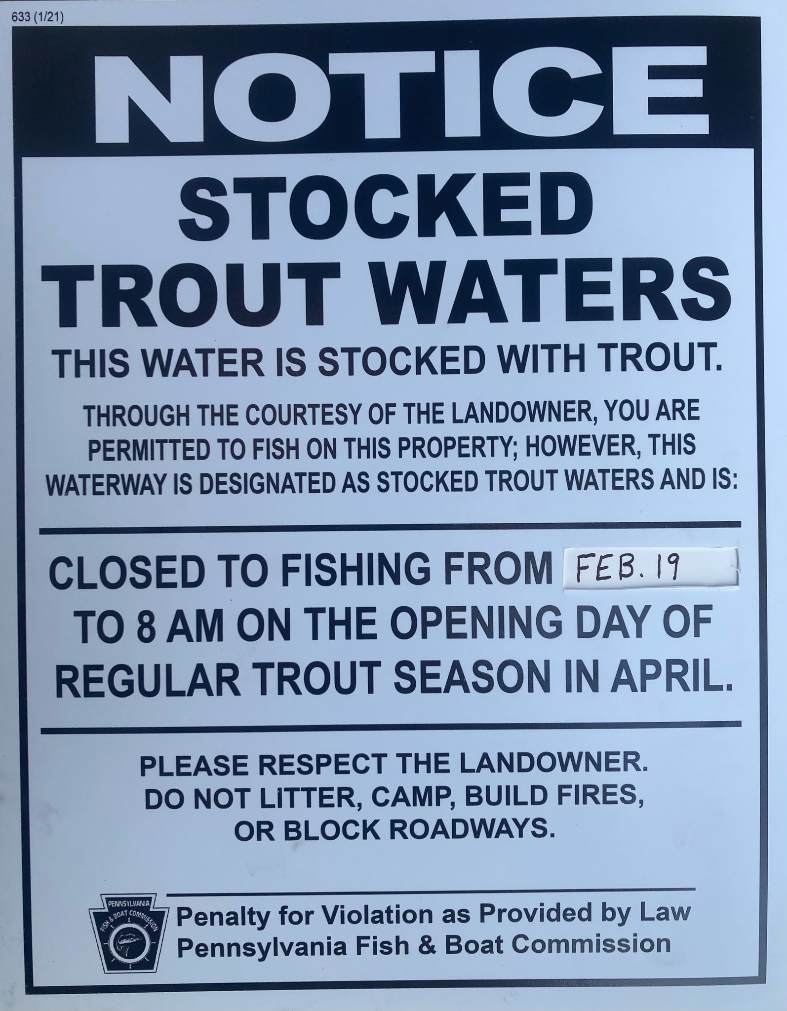 Picture of a notice with words \